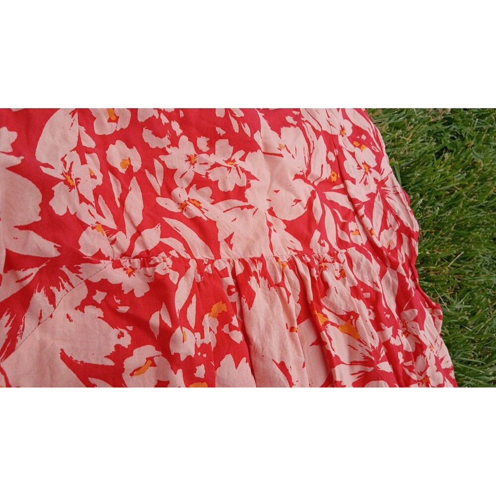 Gap Floral Swing Top Womens Small Coral Pink Lightweight Boho Peasant Blouse - Picture 8 of 10